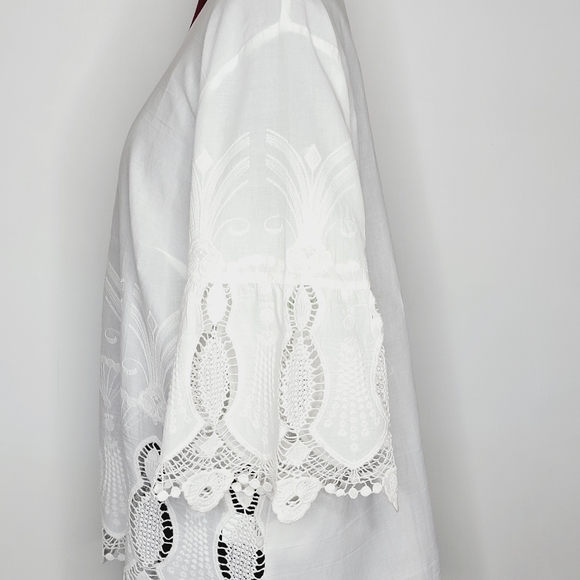 Alessa W Collection Womens 14 Top Crochet Eyelet Lace Feminine Bell Sleeve Tunic - Picture 4 of 10